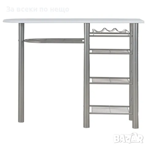 Бар Комплект От 3 Части С Рафтове, Дърво И Стомана, Бял, снимка 6 - Други - 48609750