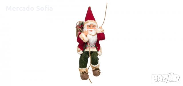 Коледна декоративна фигура, Дядо Коледа с въже, 25см , снимка 1 - Декорация за дома - 34740127