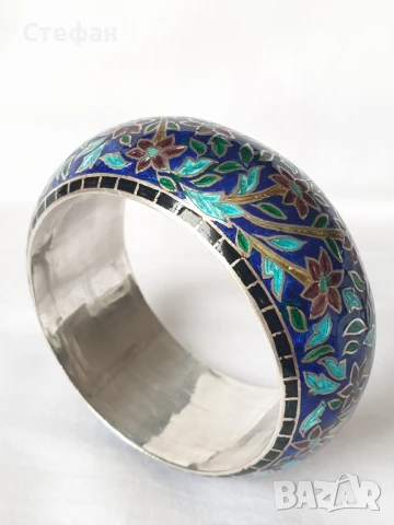 Сребърна гривна с емайл, снимка 11 - Гривни - 51036042