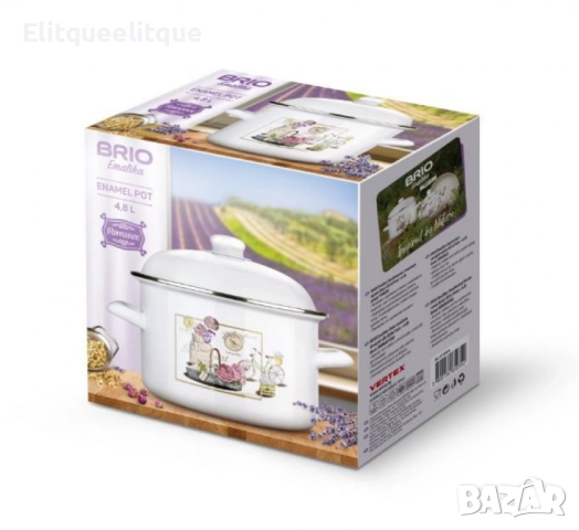 Емайлирана тенджера с капак Brio POMAHC, снимка 6 - Съдове за готвене - 52404523