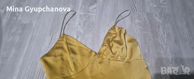рокля сатен цвят горчица, снимка 2 - Рокли - 52815788