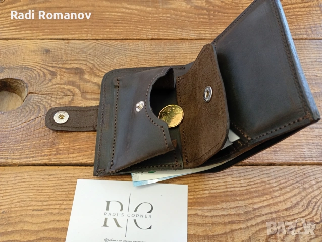 Ръчно изработен мъжки кожен портфейл , снимка 3 - Портфейли, портмонета - 53837677