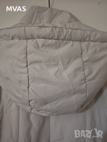 -75% Светло бежово екрю дамско дълго яке парка с качулка S размер, снимка 4 - Якета - 51857898