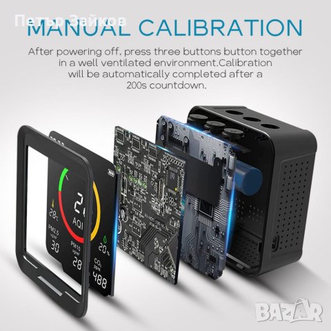CF-9A Преносим монитор за качество на въздуха за AQI, PM2.5, PM10, CO2, температура и влажност, снимка 5 - Друга електроника - 41026836
