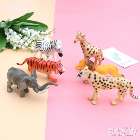 6 бр Диви Зоо Джунгла Животни слон лъв зебра жираф пластмасови фигурки за игра и украса торта , снимка 4 - Фигурки - 34486336