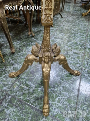 Уникална антикварна френска подова закачалка от бронз и оникс , снимка 8 - Закачалки - 50892805