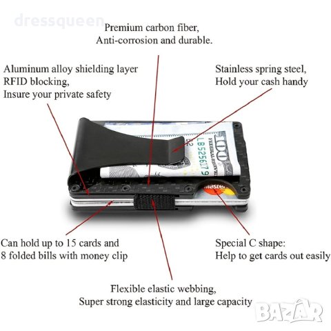 Картодържател с RFID защита за безконтактни кредитни карти, снимка 4 - Други стоки за дома - 41958645