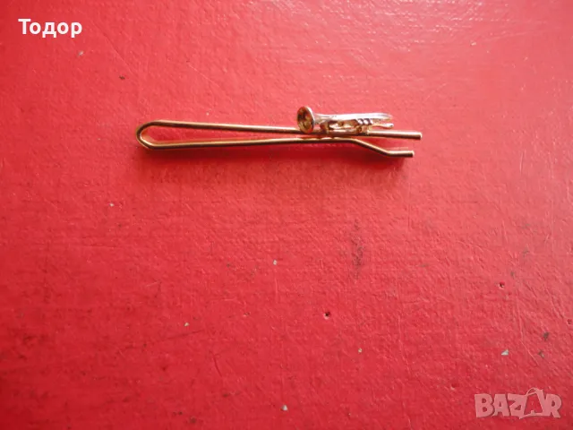 Позлатена щипка за вратовръзка тръба тромпет , снимка 4 - Други - 49606292