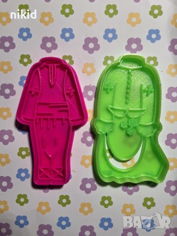 Декорирани Дрехи Народни Носии танцьори пластмасов резец форма за фондан тесто бисквитки