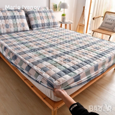 Капитониран чаршаф от нетъкана материя 1,80 x 2,00 м + 2 калъфки + Подарък Зимен юрган с овча вълна , снимка 2 - Спално бельо - 53379645