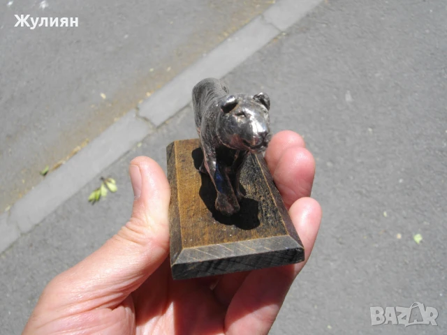СТАРА МЕТАЛНА ПОСРЕБРЕНА ФИГУРА СТАТУЕТКА ТИГЪР , снимка 5 - Антикварни и старинни предмети - 50892582