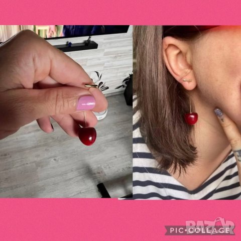 🍒Нови обеци черешки. Изключително атрактивни. Иде ти да ги изядеш 🙂 Като истински. 15 лв/ Еконт🍒 С т, снимка 4 - Обеци - 39945483