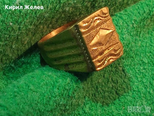 ПОЗЛАТЕН Пръстен стар бронзов МАЙСТОРСКА РЪЧНА РАБОТА ОРНАМЕНТИРАН 23744