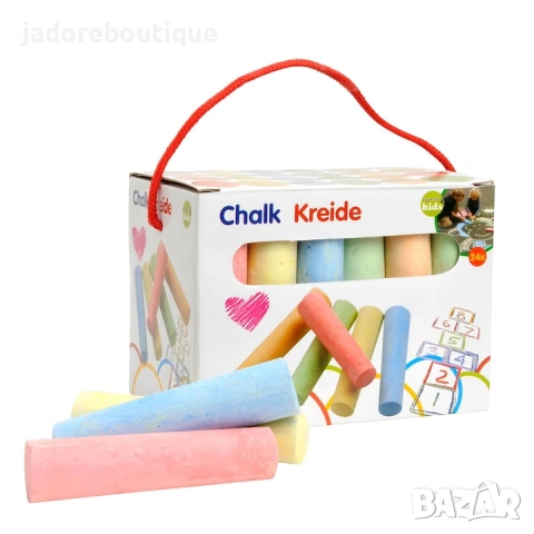 Големи детски цветни тебешири за писане/ рисуване по асфалт 24 броя 