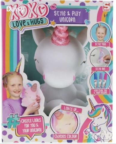 Светещ еднорог с бяла коса за боядисване, снимка 4 - Настолни лампи - 41266431