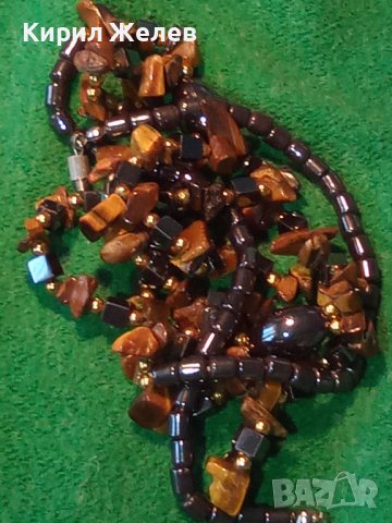 СКЪПОЦЕННО АРТ КОЛИЕ от НАТУРАЛНИ КАМЪНИ ТИГРОВО ОКО и ШЛИФОВАН ХЕМАТИТ 34633