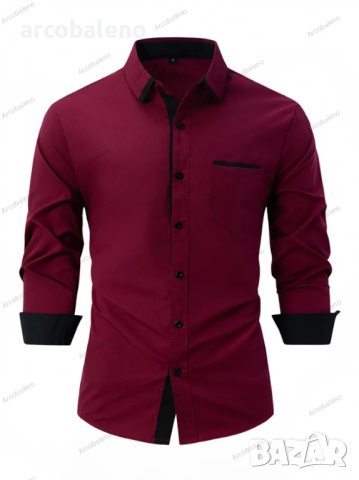 Мъжка бизнес вталена ежедневна риза с цветни блокове, Риза с дълъг ръкав, 8цвята , снимка 9 - Ризи - 44839754