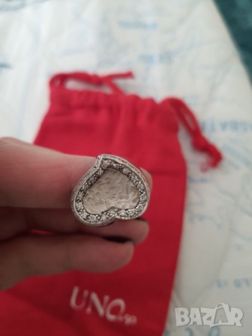 Сребърен пръстен сърце с циркони, снимка 3 - Пръстени - 36086621