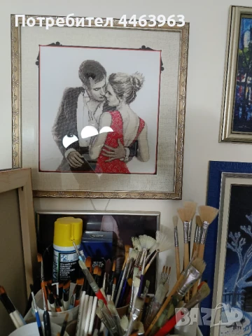 гоблен ,,Флирт ", 30/30 см, снимка 16 - Гоблени - 50851784