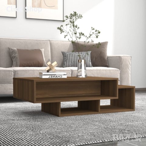 Маса за кафе, кафяв дъб, 105x55x32 см, инженерно дърво, снимка 1