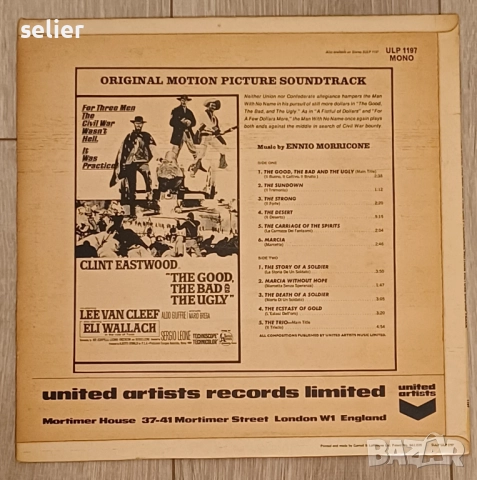 Това е оригиналният саундтрак към филма "Добрият, лошият и злият" (The Good, the Bad and the Ugly), , снимка 2 - Грамофонни плочи - 52809958
