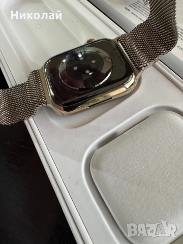 Смарт часовник Apple Watch 7,Cellular,Gold Stainless Steel 45mm,Gold Milanese Loop, снимка 12 - Apple iPhone - 53398731