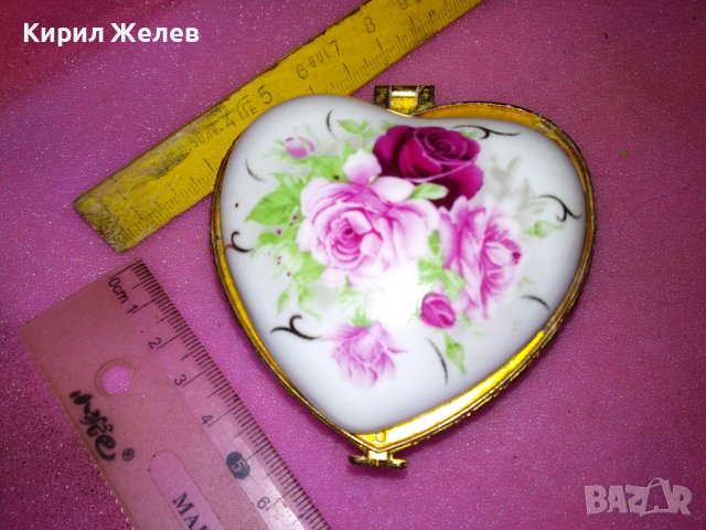 КРАСИВА ПОРЦЕЛАНОВА КУТИЙКА За БИЖУТА - СЪРЧИЦЕ с ФЛОРАЛНА ТЕМАТИКА на КАПАЧЕТО 42859, снимка 7 - Други ценни предмети - 44312288