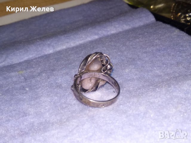 СТАРИНЕН АР НУВО СРЕБЪРЕН ВИСОКА ПРОБА ПРЪСТЕН с ШЛИФОВАН БЯЛ ИВИЧЕСТ АХАТ и ПЕЧАТ на БИЖУТЕРА 34441, снимка 8 - Антикварни и старинни предмети - 39547206