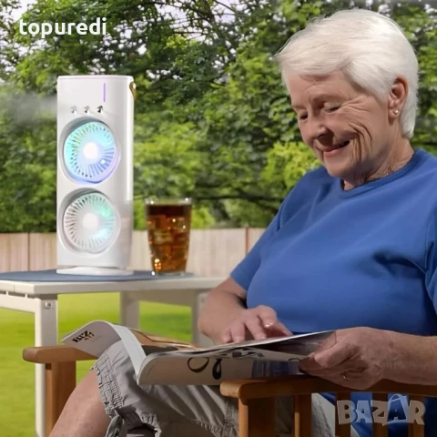 Двоен въртящ вентилатор с овлажнител за въздух, снимка 3 - Вентилатори - 51052327