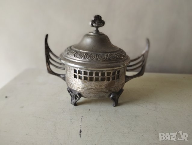 посребрена метална захарница арт нуво