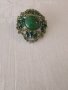 Винтидж съветска брошка. Брошка със зелени кристали , снимка 4