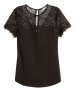 Черна блуза с дантела над бюста и с дантелени ръкави , снимка 1 - Тениски - 42095460