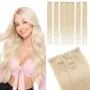 Нови руси Екстеншъни естествена коса Remy Clip-In 25 см Pearl Blonde #60 5 части клипс за прическа, снимка 1