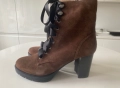 Дамски модерни кафяви обувки/боти с висок ток от естествена кожа 40 , снимка 2