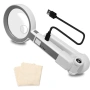 Професионална увеличителна ръчна и настолна лупа с LED осветление 4X акумулаторна USB за четене, снимка 8