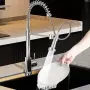 Кухненски смесител с пружина и изтеглящ душ, сребристосив, снимка 3