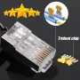 Комплект от 100 броя RJ45 CAT6/CAT5e конектори тип Pass-Through (преходни) – позлатени 8P8C щекери, снимка 18