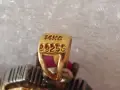 Прекрасен златен кръст с диаманти и рубини поставени в/у сребърна основа-злато 14 карата, снимка 8