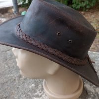 Каубойска шапка Естествена кожа Тъмнокафява, снимка 11 - Шапки - 41883571