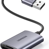 GREEN USB 3.0 четец 2-в-1 SD/TF с два слота, SDHC, SDXC, MMC Micro, RS MMC, Micro SD, алуминиев корп, снимка 1 - Други - 41608220