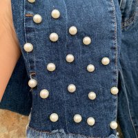 Zara Basic, дънки с перли, снимка 5 - Дънки - 41359252