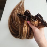 130гр. естествена коса на треса на руси кичури , снимка 2 - Аксесоари за коса - 42418881
