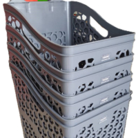 ПРОМО!!! PVC Сива кошница за пазаруване с колела, 75 литра, снимка 1 - Оборудване за магазин - 44838001