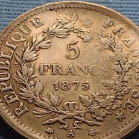 Монета 5 франка 1875г. Франция Трета република 34955, снимка 4 - Нумизматика и бонистика - 42710997