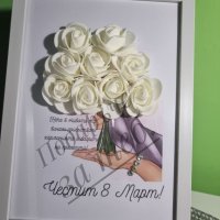 Букети в рамка с 3Д вечни рози, снимка 5 - Декорация за дома - 41163127