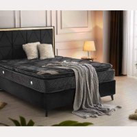 Боксспринг тапицирано легло с матрак и топер с модерен дизайн с място за съхранение , снимка 1 - Спални и легла - 42183846