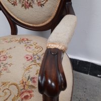 кресла с дърворезба и месингови капси , снимка 10 - Столове - 44111455