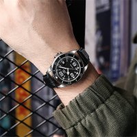 Zhowe Silver Black Lethar ME920135 Луксозен мъжки кварцов часовник с кожена, снимка 2 - Мъжки - 41351429