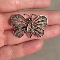 Винтидж брошка филигран Пеперуда 🦋 , снимка 3 - Други ценни предмети - 40134159