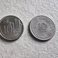 Монети. Сингапур. 10 и 10 цента . 1969 и 2013 година., снимка 2 - Нумизматика и бонистика - 36857233